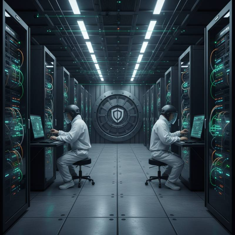 High-tech secure server room for defense data storage