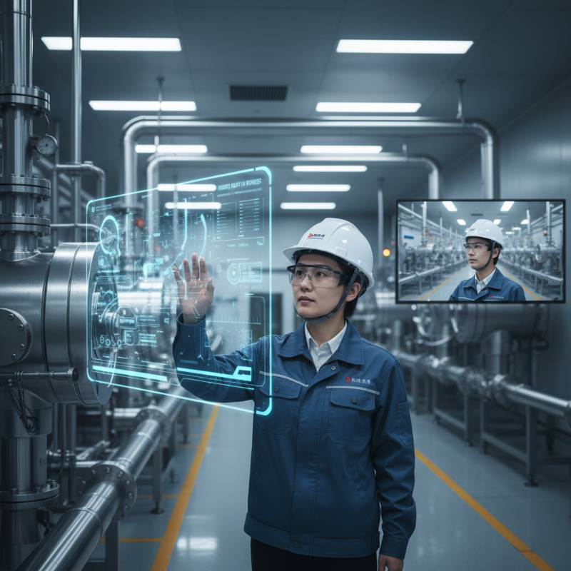 Engineer using AR glasses for remote facility audit