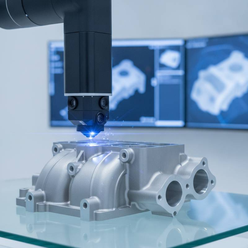 Blue laser scanning machined part