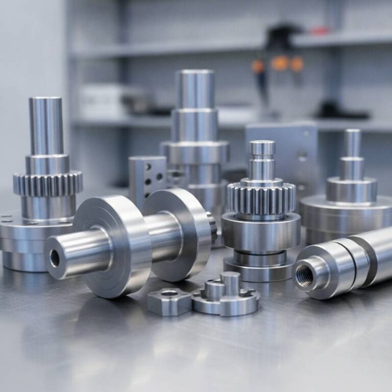 Collection of precision machined titanium and stainless steel parts