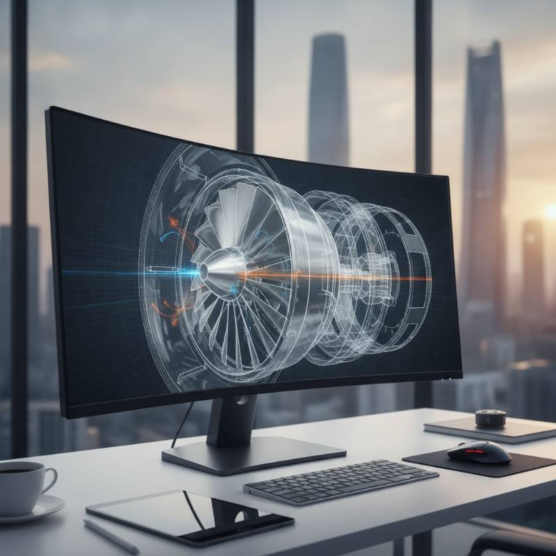 3D digital twin model of a mechanical part on a computer screen
