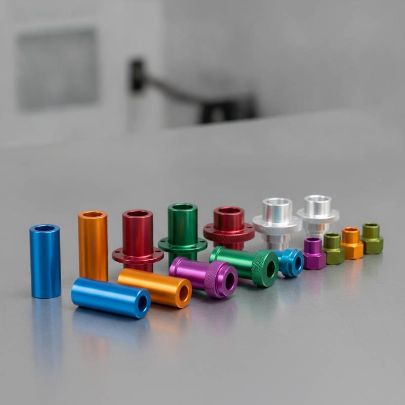 CNC turned metal parts with various colorful anodized finishes