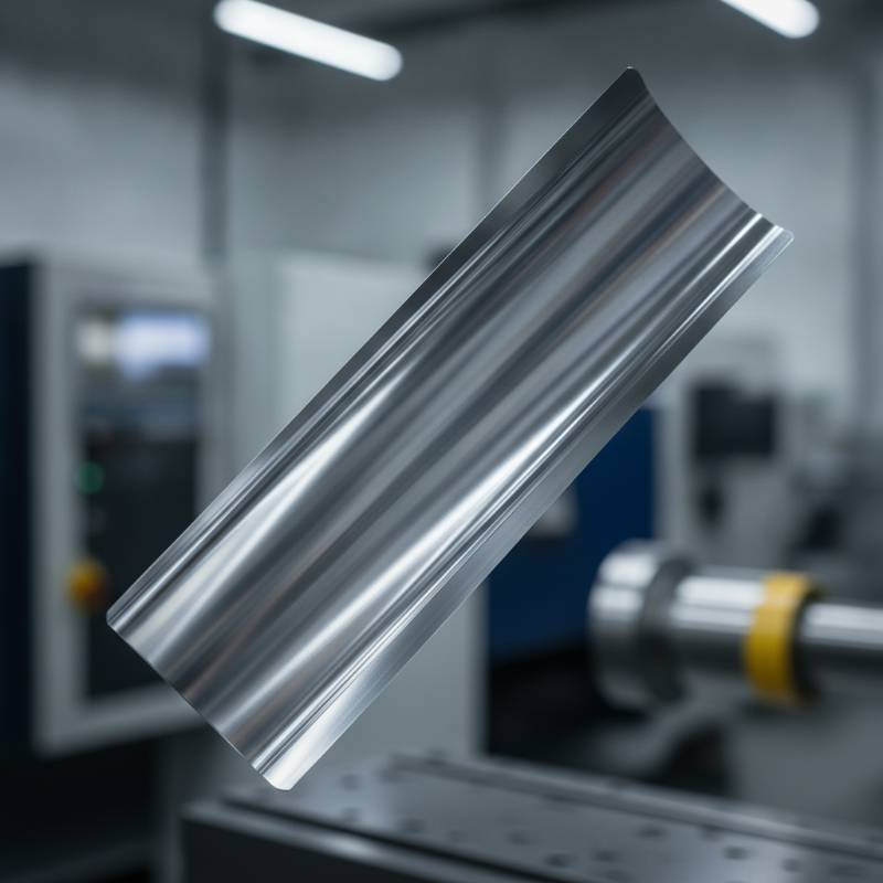 Close up of a precision turbine blade after CNC grinding with a mirror finish