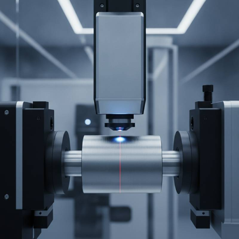 Laser metrology sensor measuring a metal shaft
