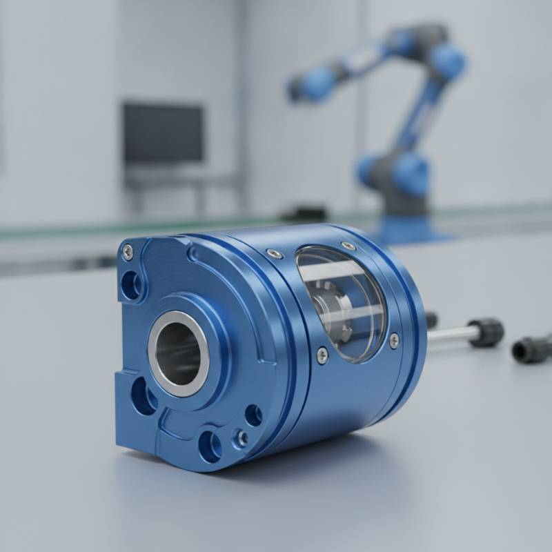 CNC milled aluminum robotics actuator housing detail