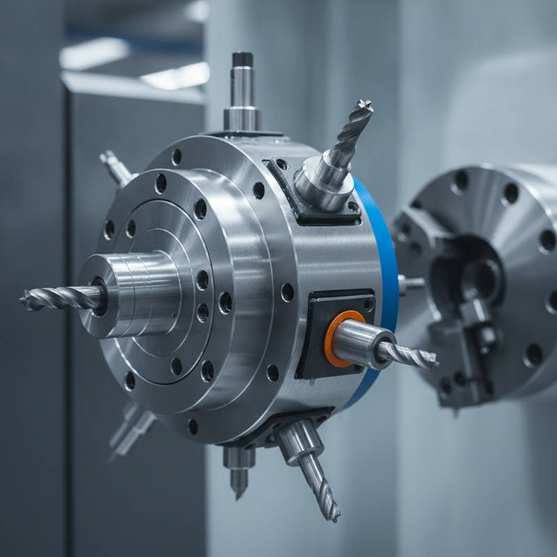 Close up of CNC live tooling turret