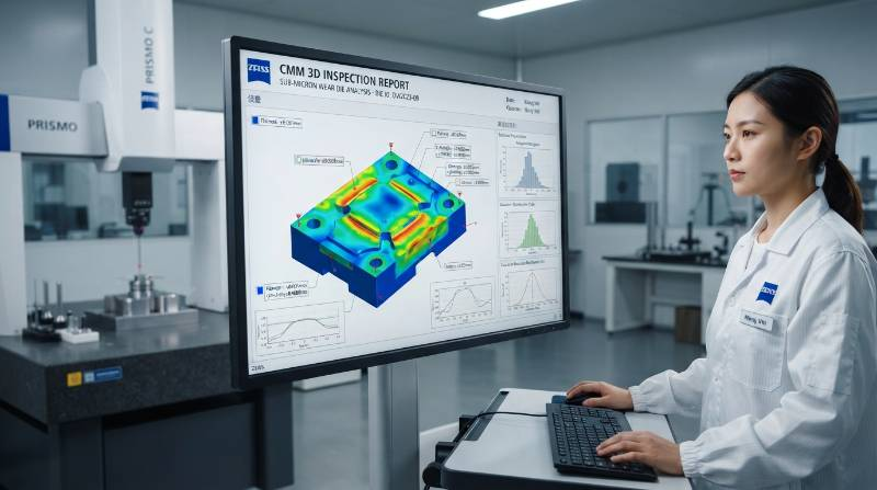 Zeiss CMM 3D Inspection Report Diagram for Sub-Micron Wear Dies measuring dimensional accuracy