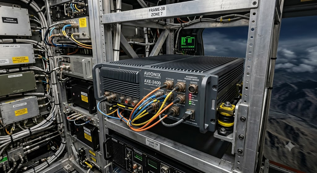 Rugged edge server in a high-tech defense avionics bay