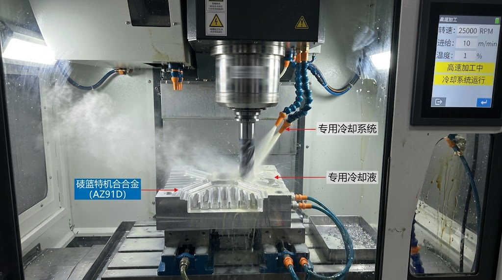 High speed CNC milling of magnesium with specialized cooling