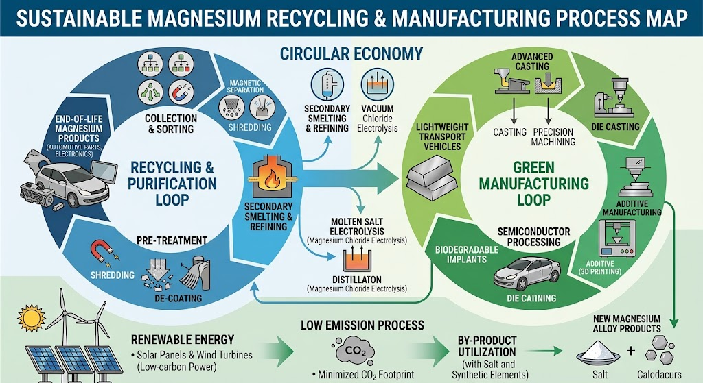 Sustainable magnesium recycling and manufacturing process