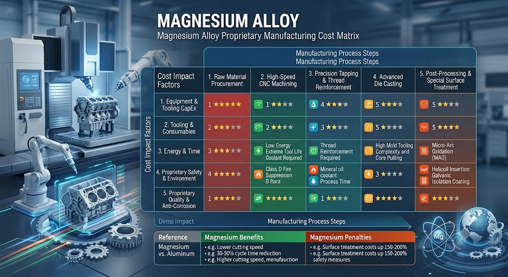 Proprietary manufacturing cost matrix chart