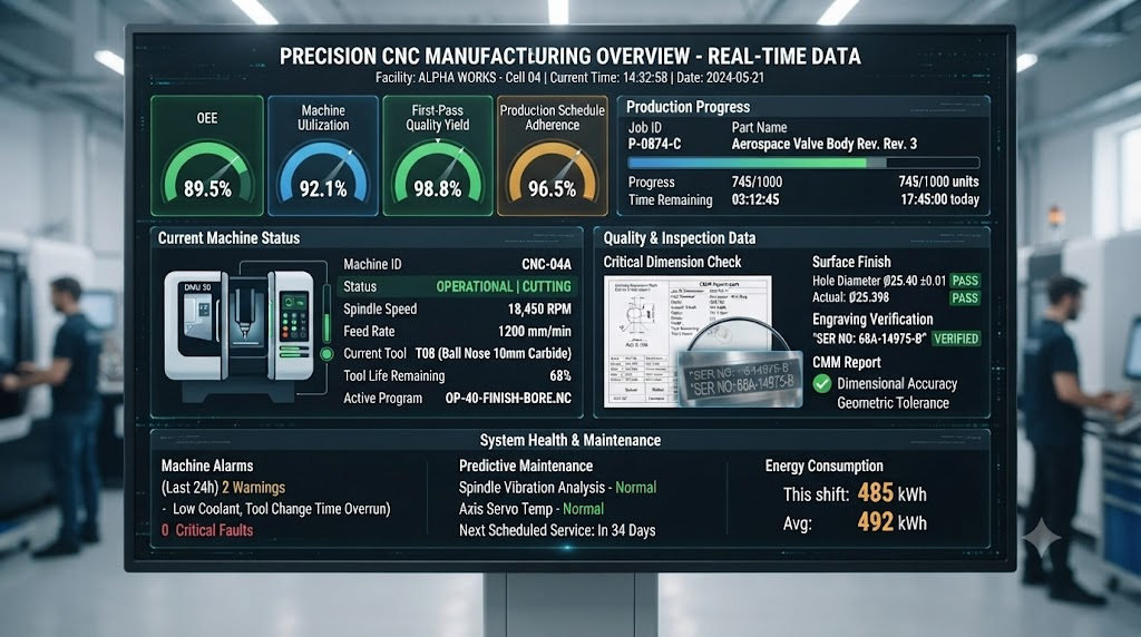Digital dashboard manufacturing data