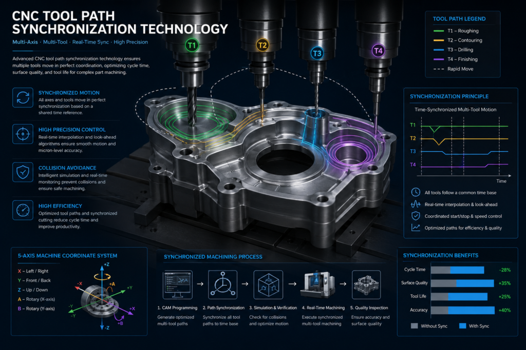 Technical diagram of CNC toolpath synchronization
