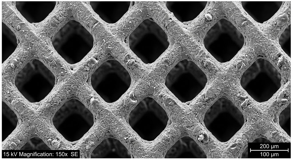 Microscopic view of WE43 magnesium stent lattice