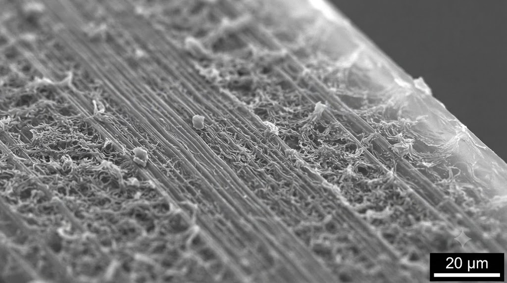 Microscopic view of PEEK surface finish