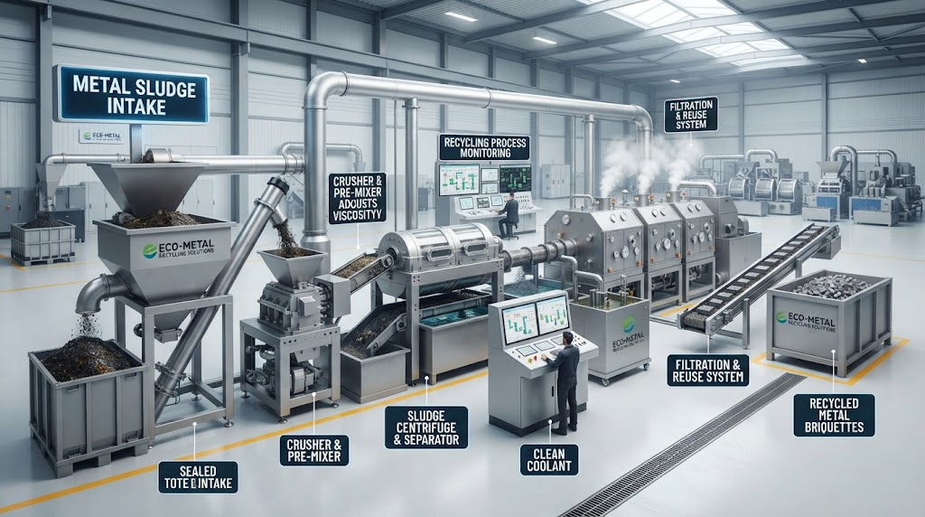 Modern industrial recycling system for metal sludge
