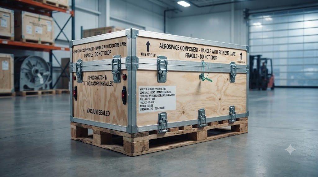 Secure aerospace component shipping crate