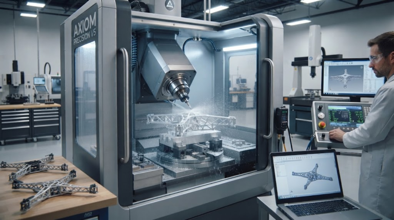 CNC machine milling aluminum drone frame