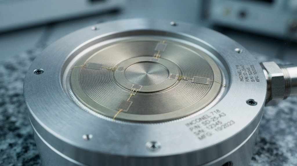 Close up of machined Inconel sensor diaphragm