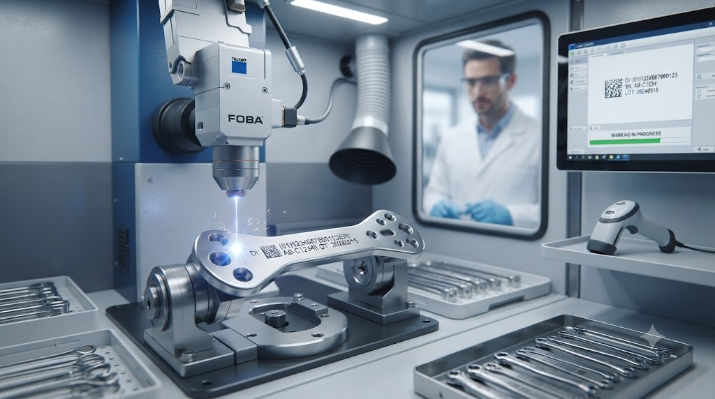 Laser marking UDI on medical instruments