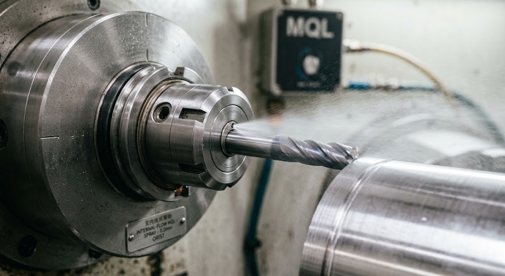 Internal through-spindle MQL nozzle detail