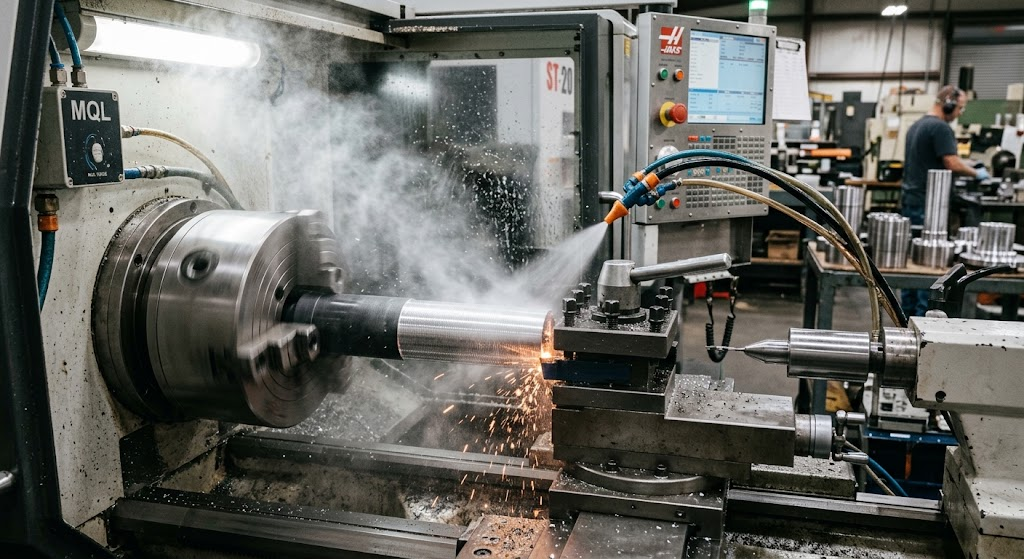 Magnesium CNC turning with MQL aerosol mist